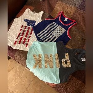 PINK Victoria's Secret Sequin Tank Tops - Red, Blue, Gold